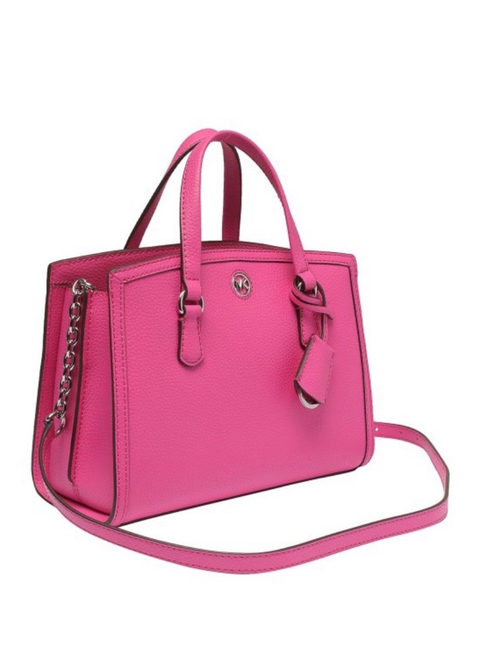 Michael Kors Chantal Hot Pink Leather Satchel Crossbody Bag NWT